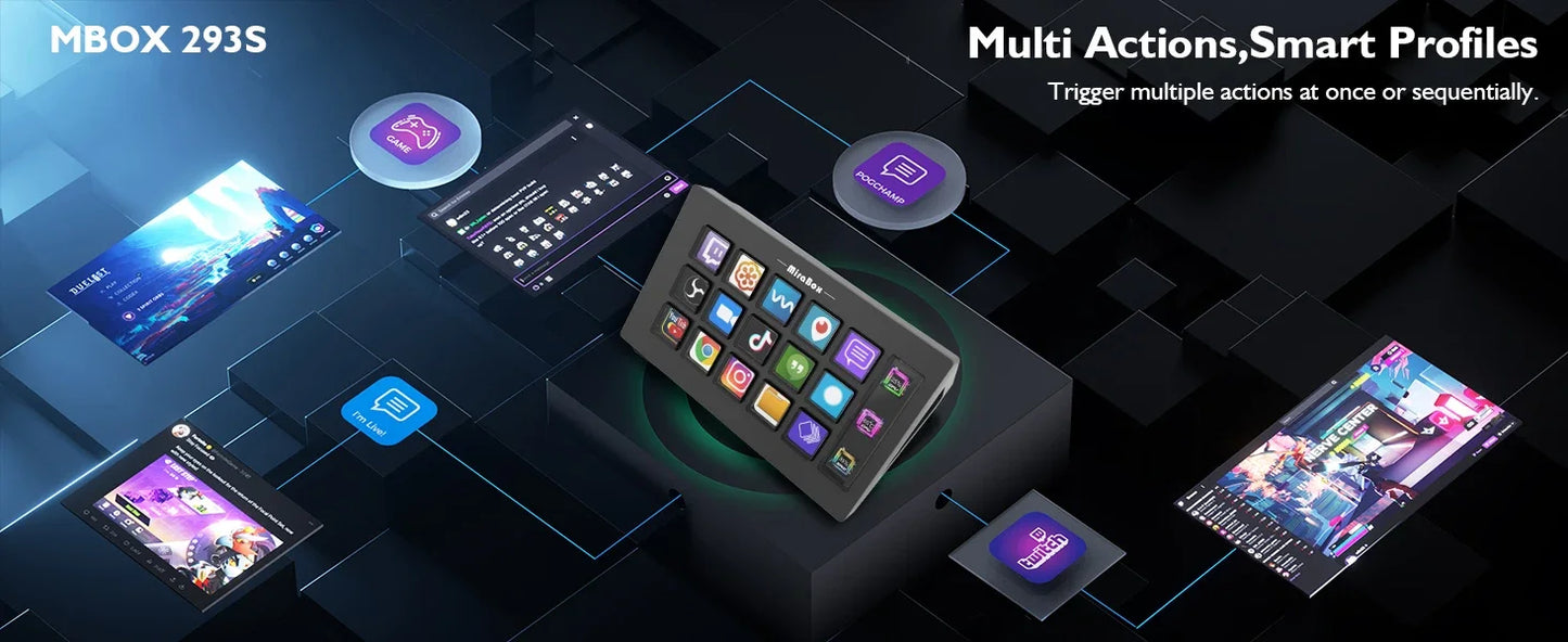 Mirabox 293s Streamdeck Visual 15 Keys Mini Keyboard Lcd Button Living Controller Button For Win/Macos Desktop Controller Custom