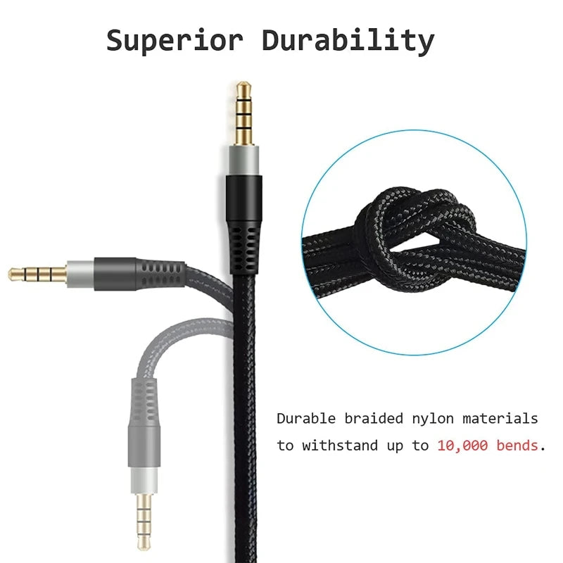 DX62 For HyperX Cloud for Alpha Gaming Headphone Cable Nylon Braided Replacement Cabl