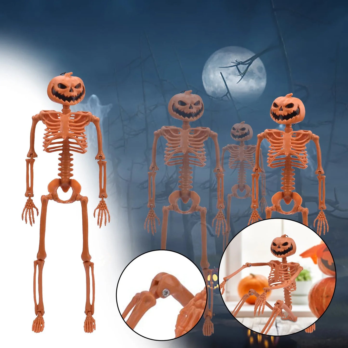 Halloween Human Shape Skeleton Posable Skeleton Human Shape Bones Halloween Herror Decorations Haunted House Horror Prop