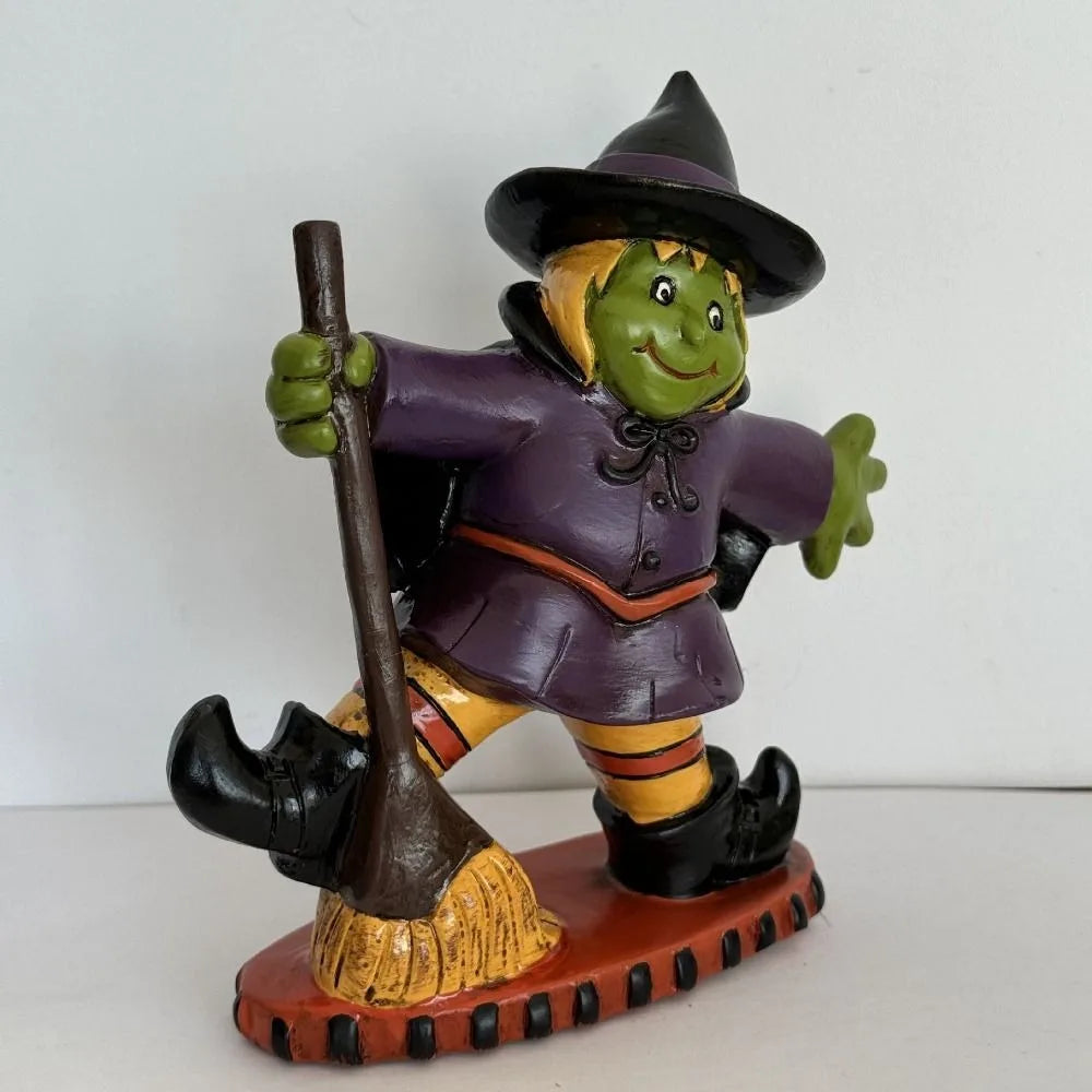 Halloween Themed Halloween Witch Figurine Handicraft Model Desk Witch Sculpture Collectible Display