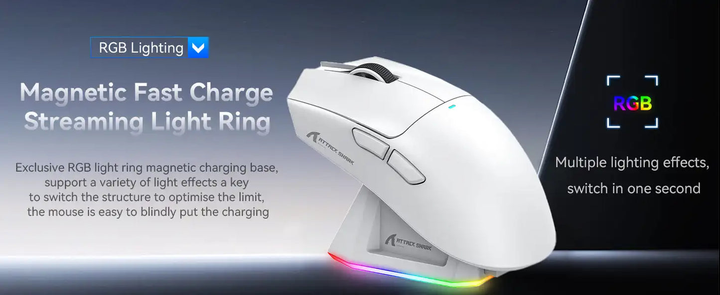 ATTACK SHARK X11 Lightweight Three-mode Wireless Gaming Mouse with RGB Charging Dock Optical Sensor PAW3311 22K DPI PC/Mac