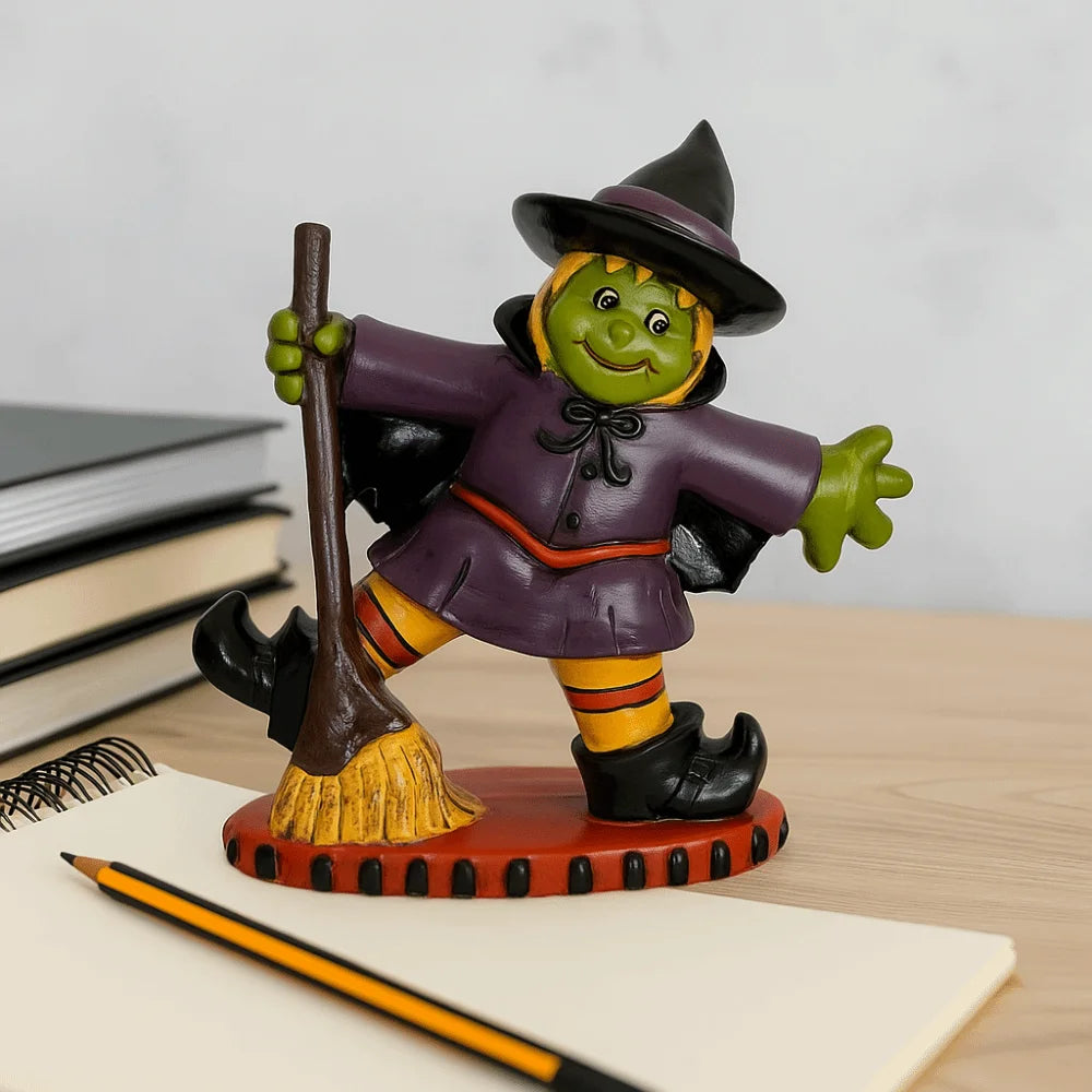 Halloween Themed Halloween Witch Figurine Handicraft Model Desk Witch Sculpture Collectible Display