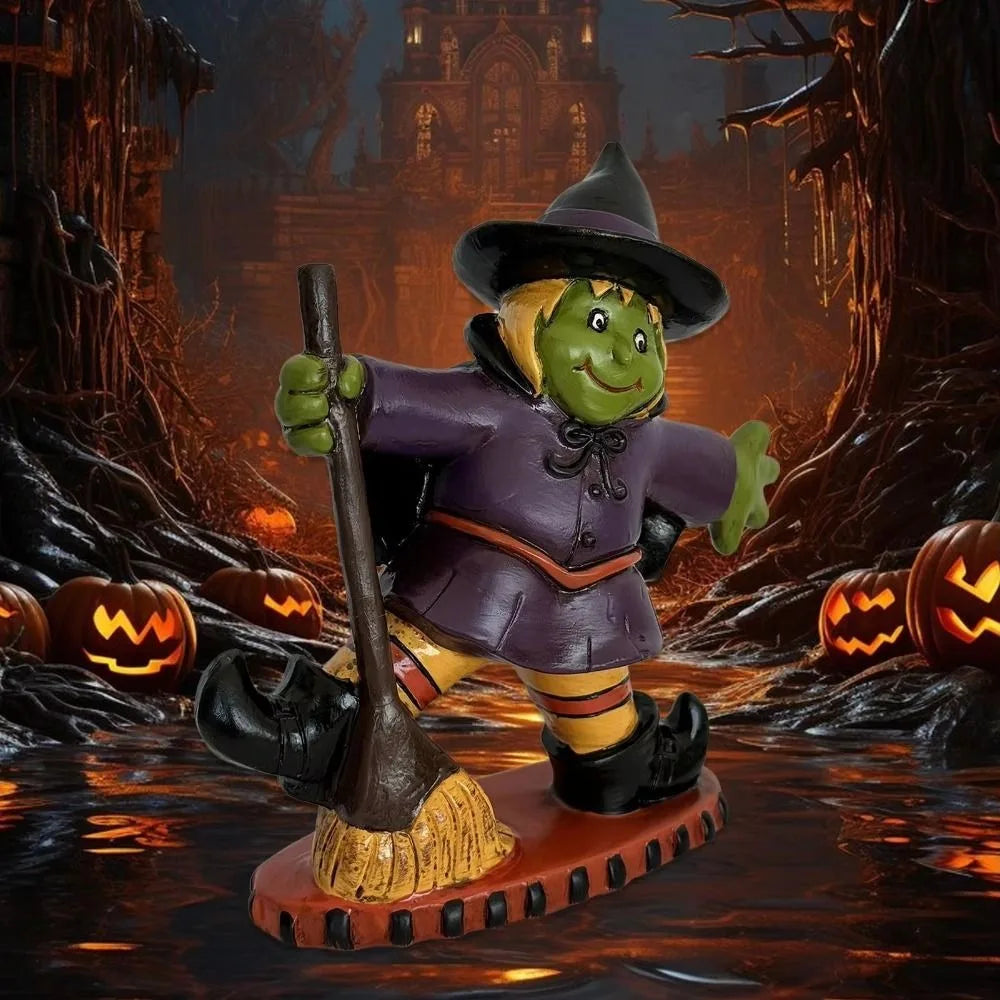 Halloween Themed Halloween Witch Figurine Handicraft Model Desk Witch Sculpture Collectible Display