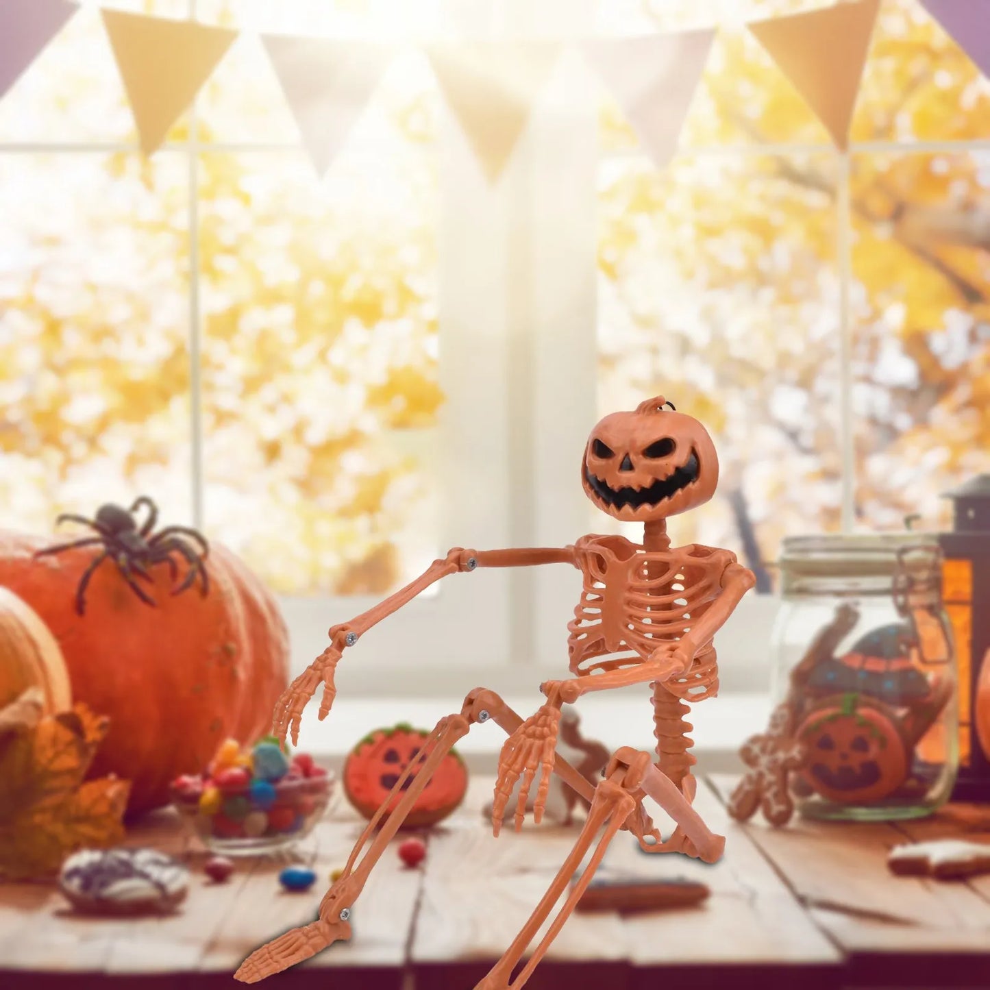 Halloween Human Shape Skeleton Posable Skeleton Human Shape Bones Halloween Herror Decorations Haunted House Horror Prop