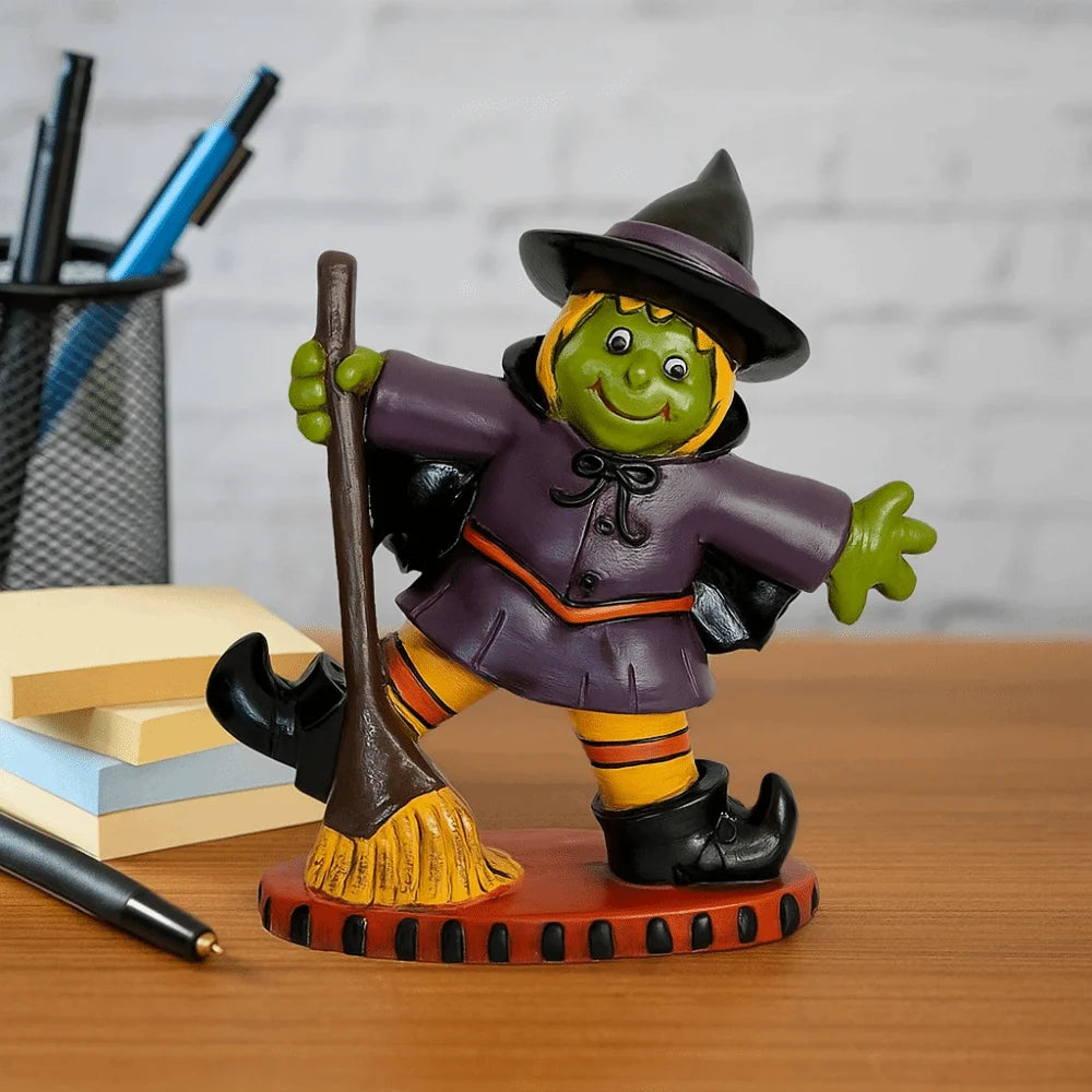 Halloween Themed Halloween Witch Figurine Handicraft Model Desk Witch Sculpture Collectible Display