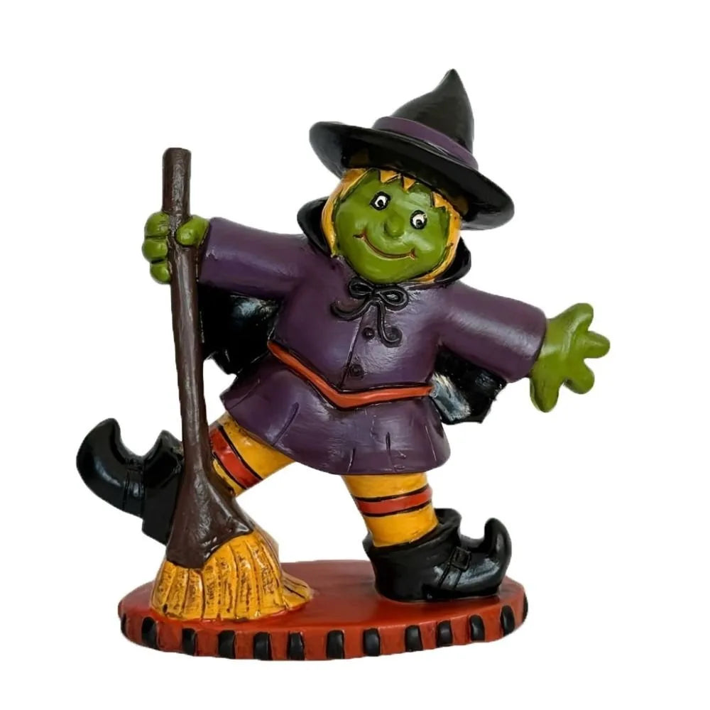 Halloween Themed Halloween Witch Figurine Handicraft Model Desk Witch Sculpture Collectible Display