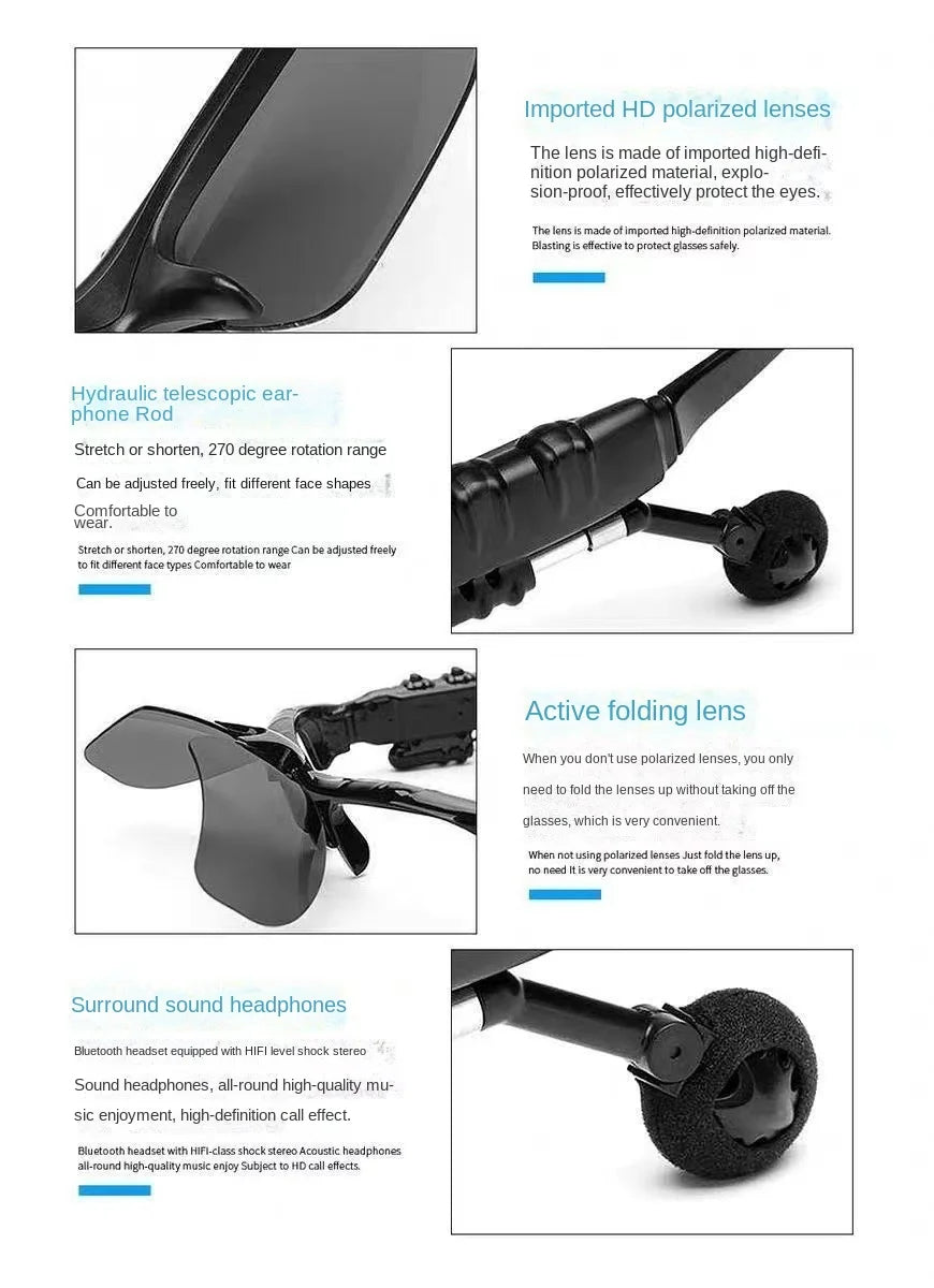 Wireless Bluetooth sunglasses with headphones