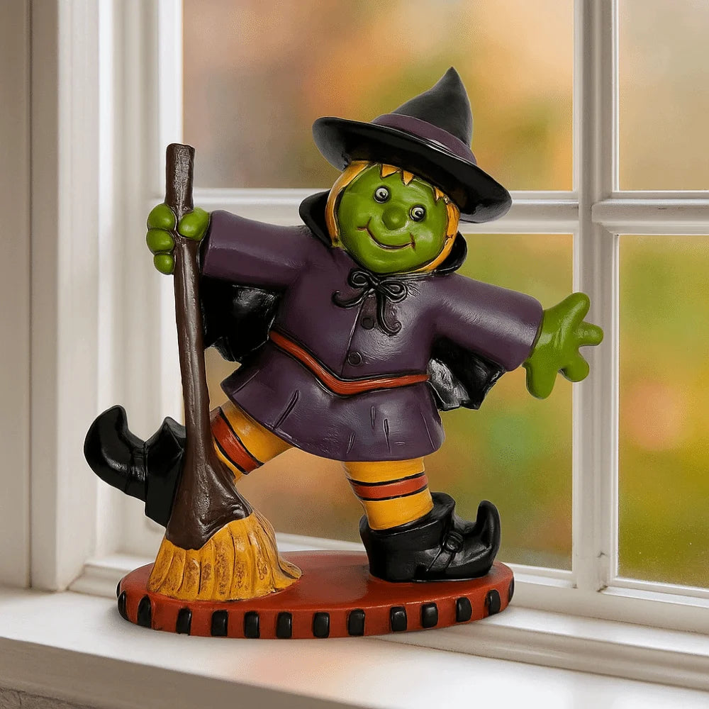 Halloween Themed Halloween Witch Figurine Handicraft Model Desk Witch Sculpture Collectible Display