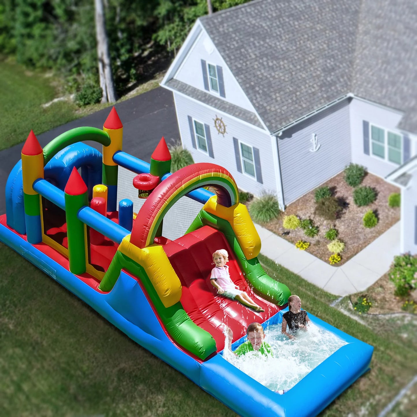 7.6x2.4x2.5m Commercial Grade Inflatable Obstacle Course Bounce House for Kids Parc pour enfants aire de jeux pour enfants