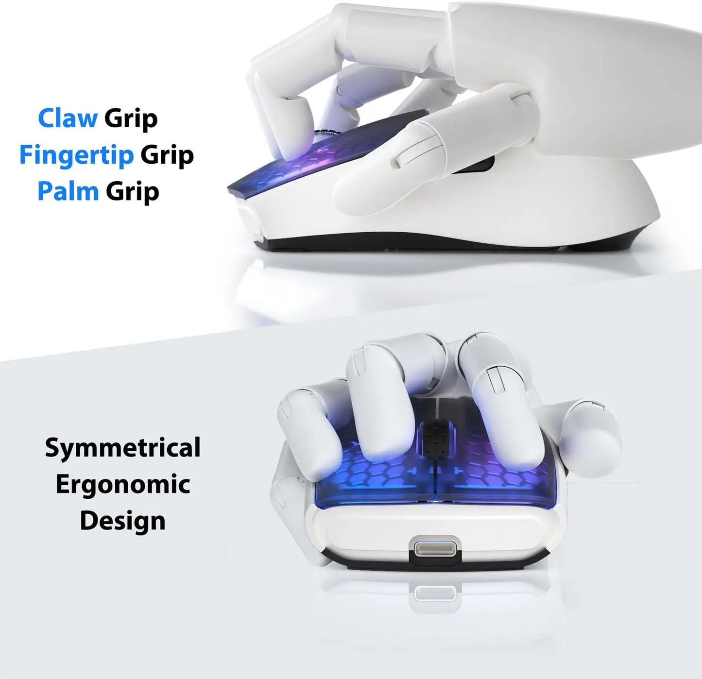 ATTACK SHARK X5 Tri-Mode Wireless Rechargeable Gaming Mouse, 49g Lightweight PAW3212 Optical Sensor GB LED Honeycomb Mouse