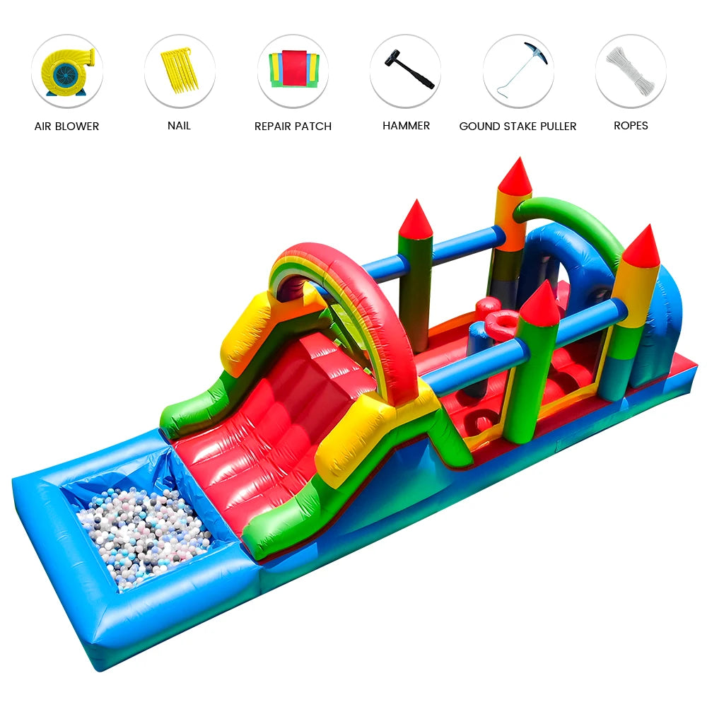 7.6x2.4x2.5m Commercial Grade Inflatable Obstacle Course Bounce House for Kids Parc pour enfants aire de jeux pour enfants