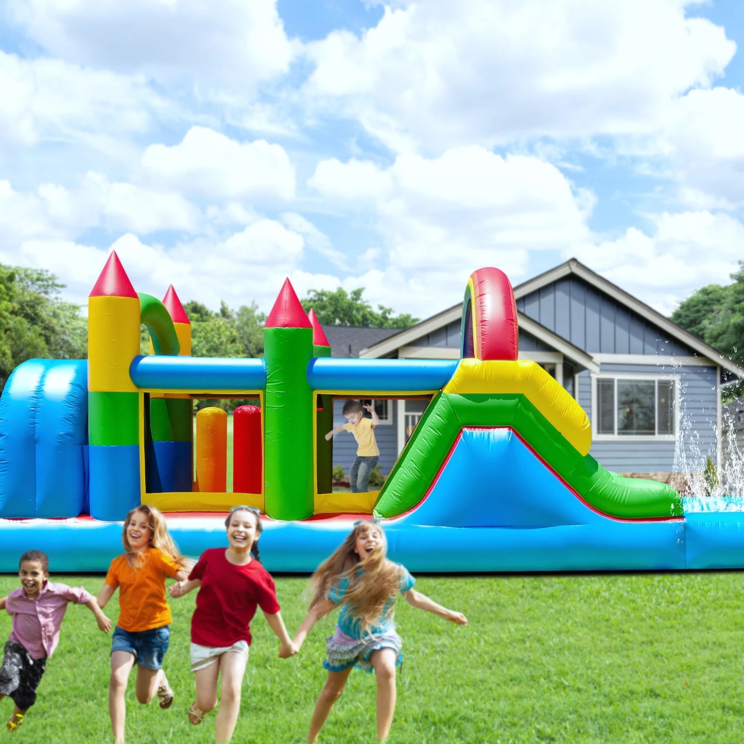7.6x2.4x2.5m Commercial Grade Inflatable Obstacle Course Bounce House for Kids Parc pour enfants aire de jeux pour enfants