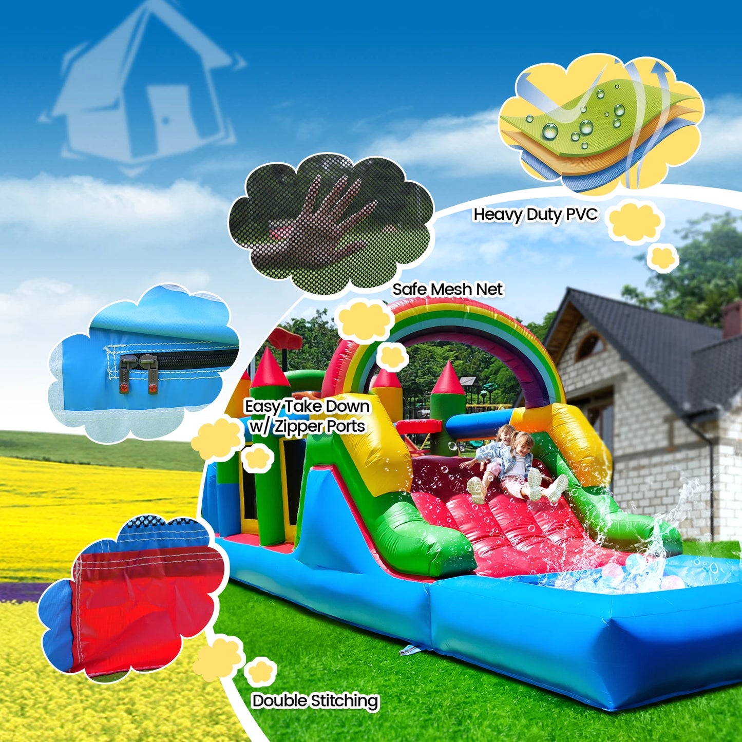 7.6x2.4x2.5m Commercial Grade Inflatable Obstacle Course Bounce House for Kids Parc pour enfants aire de jeux pour enfants
