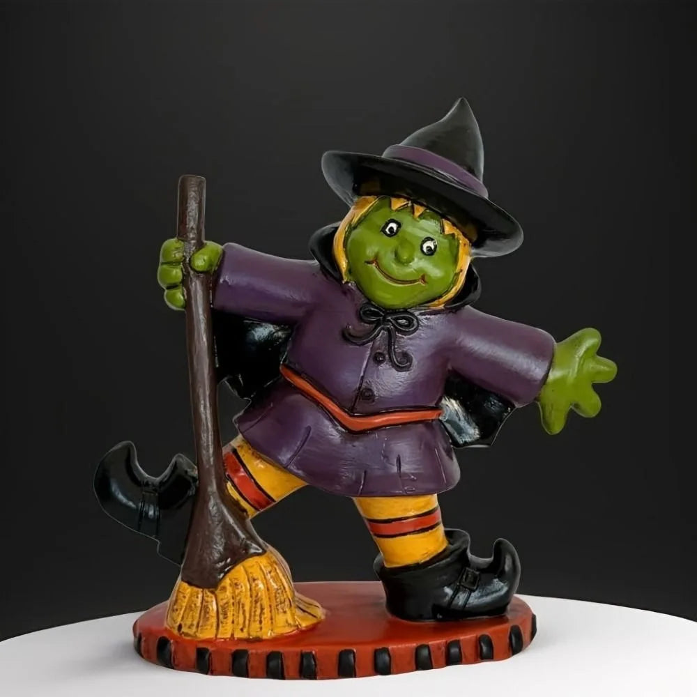 Halloween Themed Halloween Witch Figurine Handicraft Model Desk Witch Sculpture Collectible Display