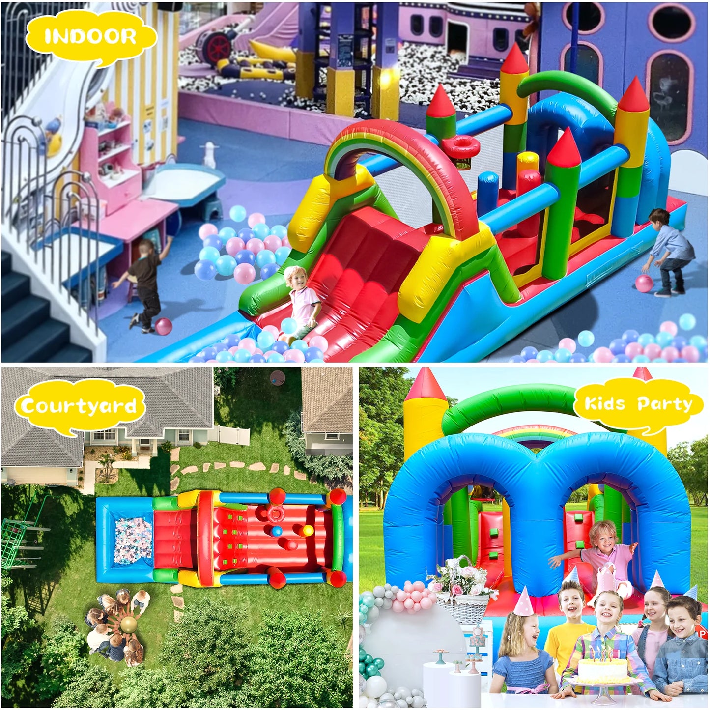 7.6x2.4x2.5m Commercial Grade Inflatable Obstacle Course Bounce House for Kids Parc pour enfants aire de jeux pour enfants