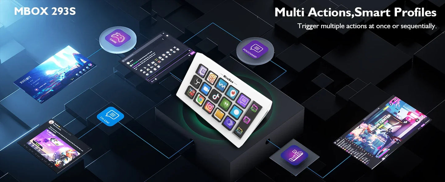 Mirabox 293s Streamdeck Visual 15 Keys Mini Keyboard Lcd Button Living Controller Button For Win/Macos Desktop Controller Custom