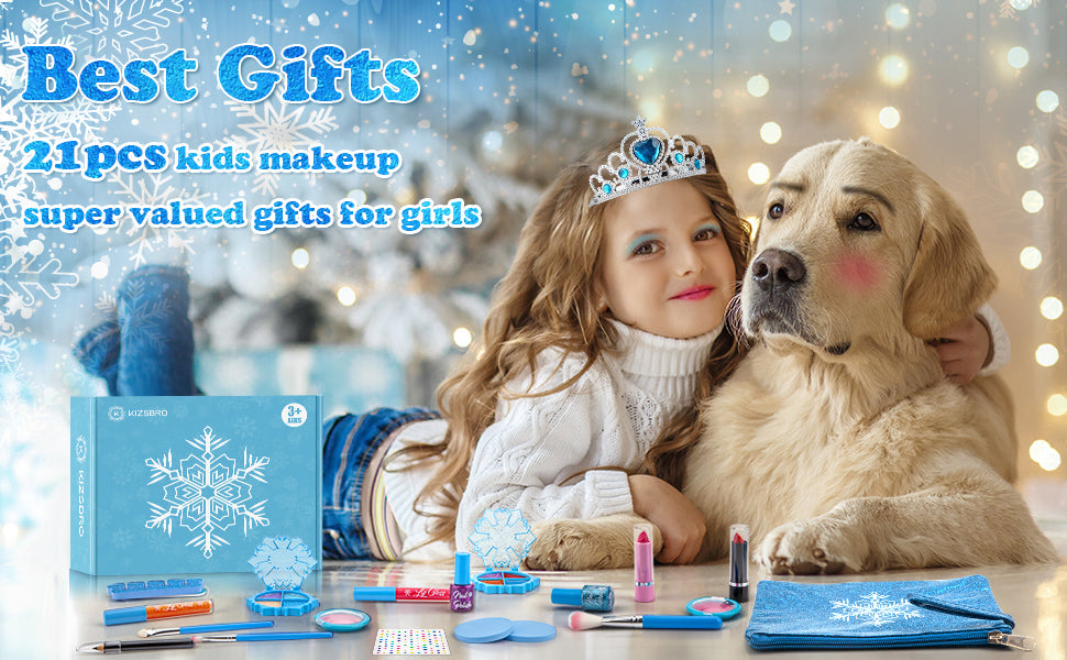 Kids Makeup Kit for Girls, Washable Real Makeup Set for Little Girls, Princess Frozen Toys for Girls Toys