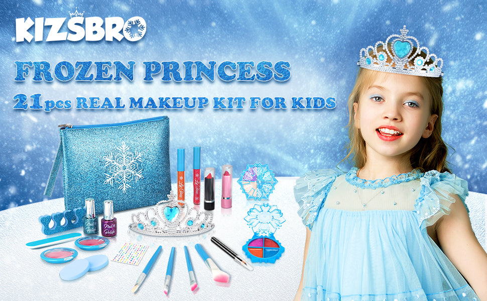 Kids Makeup Kit for Girls, Washable Real Makeup Set for Little Girls, Princess Frozen Toys for Girls Toys
