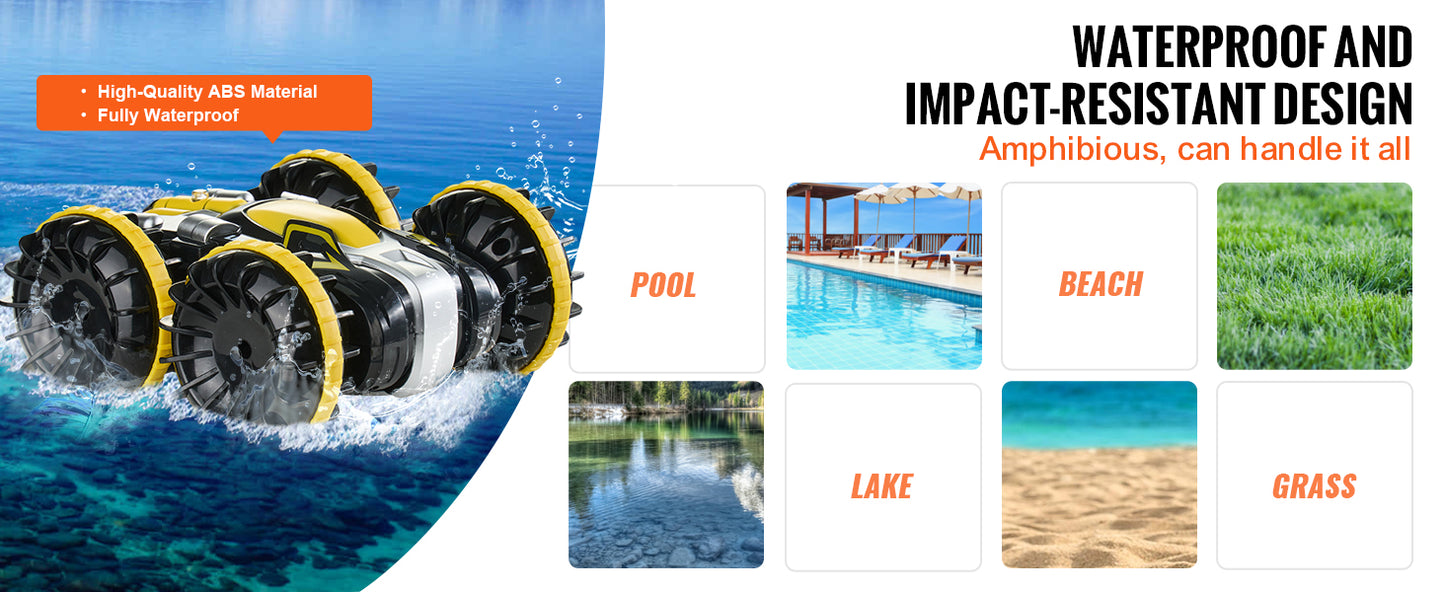 SucceBuy Amphibious RC Car Boat 2.4GHz 12 km/h High-Speed Remote Control Water Racing Boat for Children Kids Birthday Model Toys