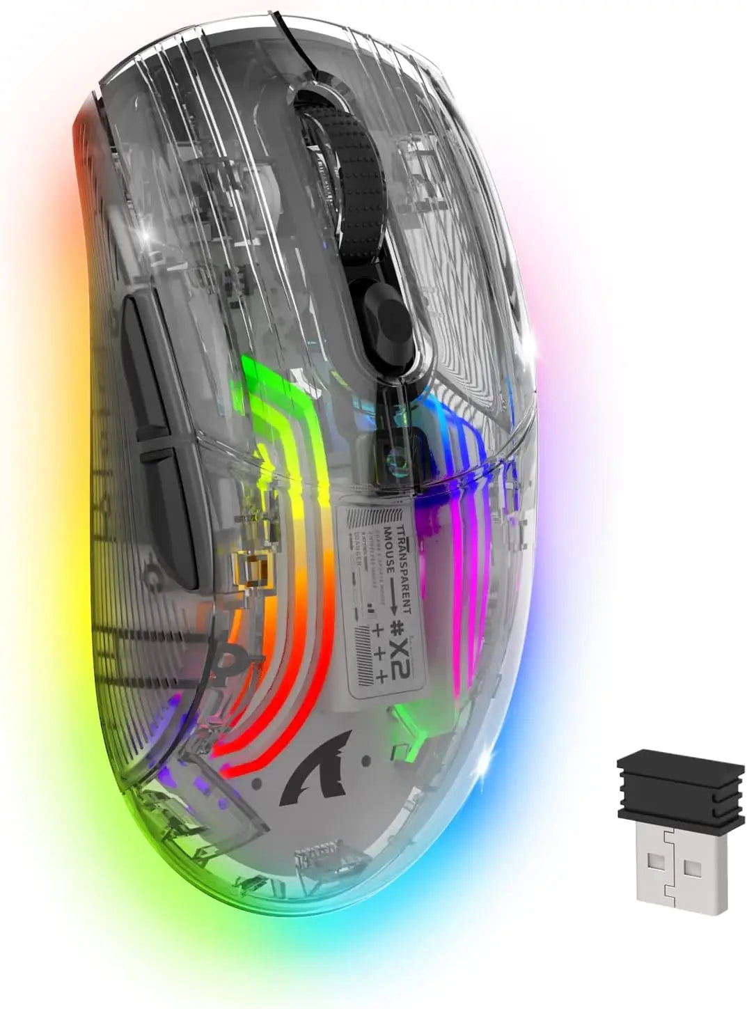 ATTACK SHARK X2 Pro Triple Mode Wireless Transparent Shell Gaming Mouse RGB Rechargeable 4000 DPI Rechargeable Dock Mouse