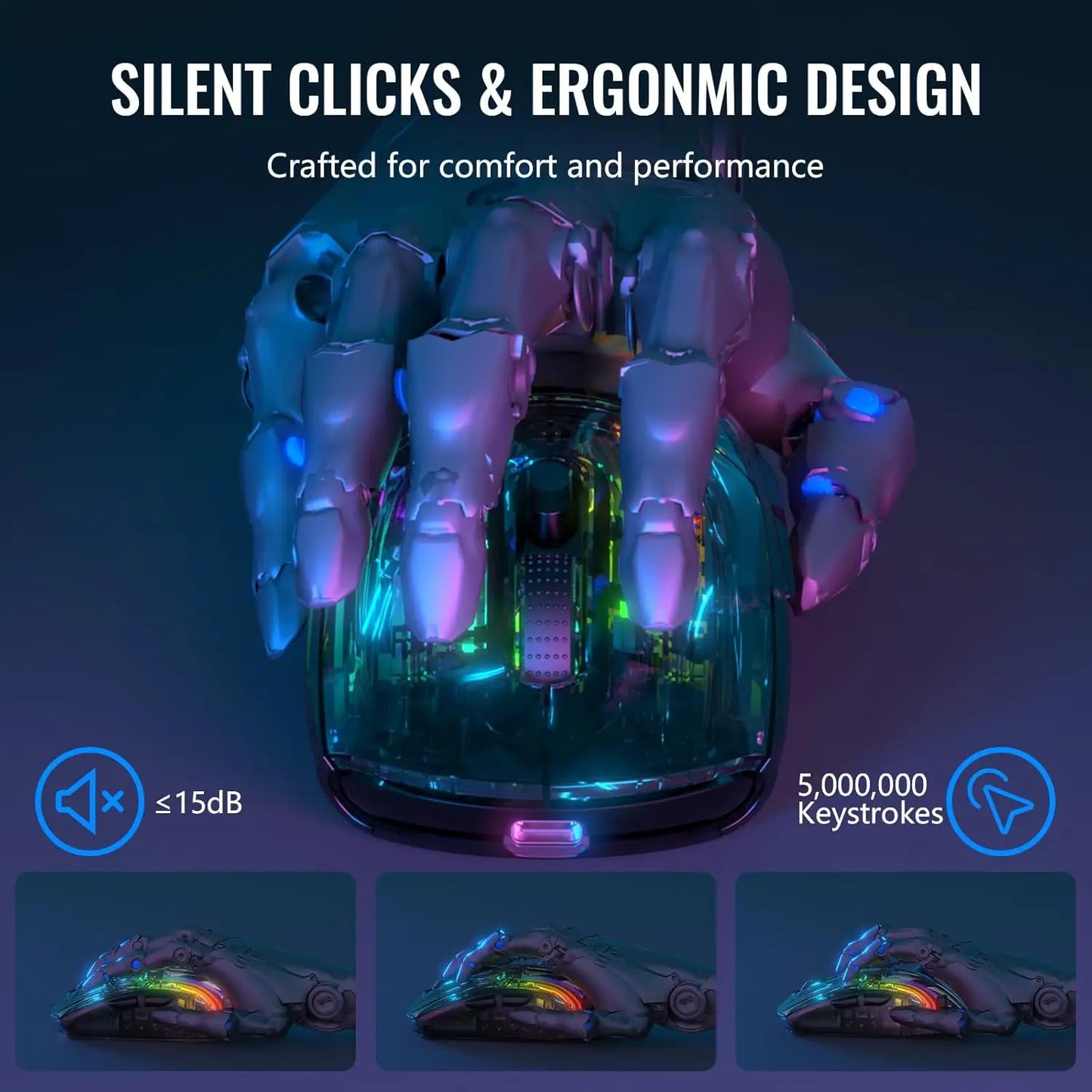 ATTACK SHARK X2 Pro Triple Mode Wireless Transparent Shell Gaming Mouse RGB Rechargeable 4000 DPI Rechargeable Dock Mouse