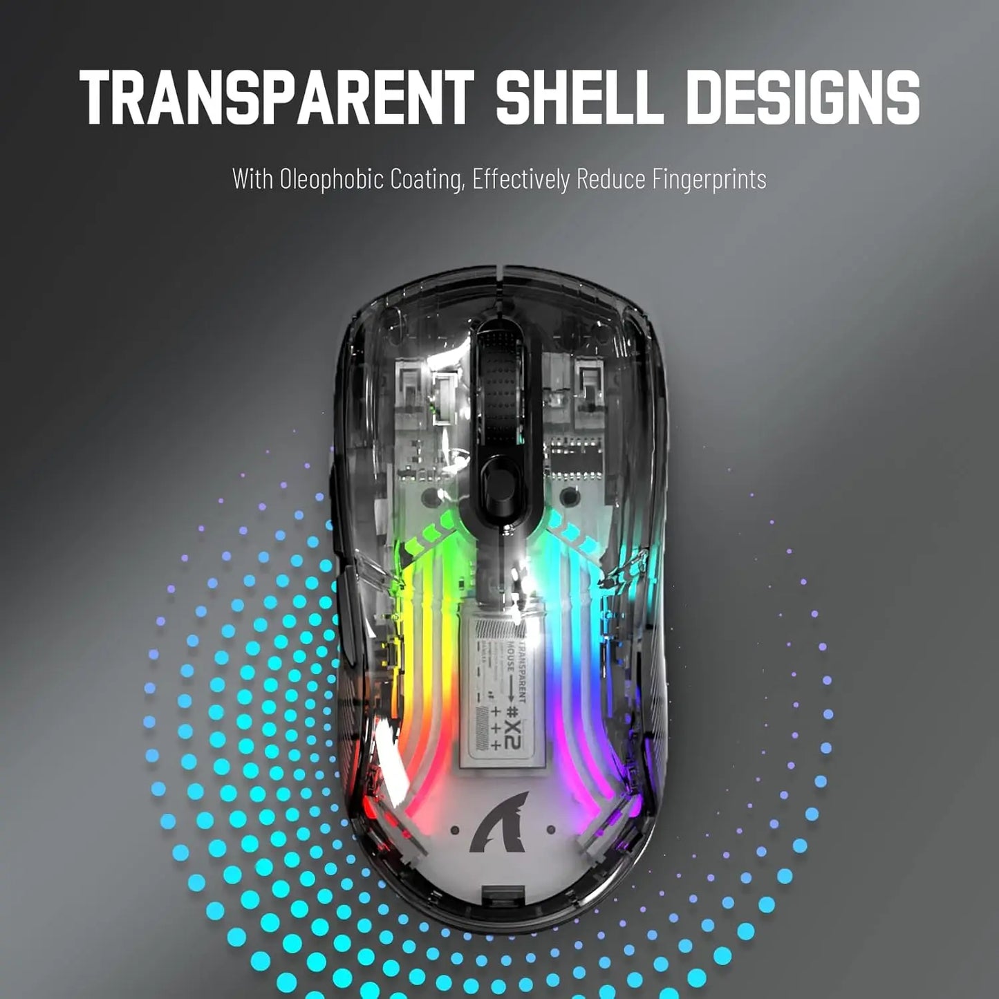 ATTACK SHARK X2 Pro Triple Mode Wireless Transparent Shell Gaming Mouse RGB Rechargeable 4000 DPI Rechargeable Dock Mouse
