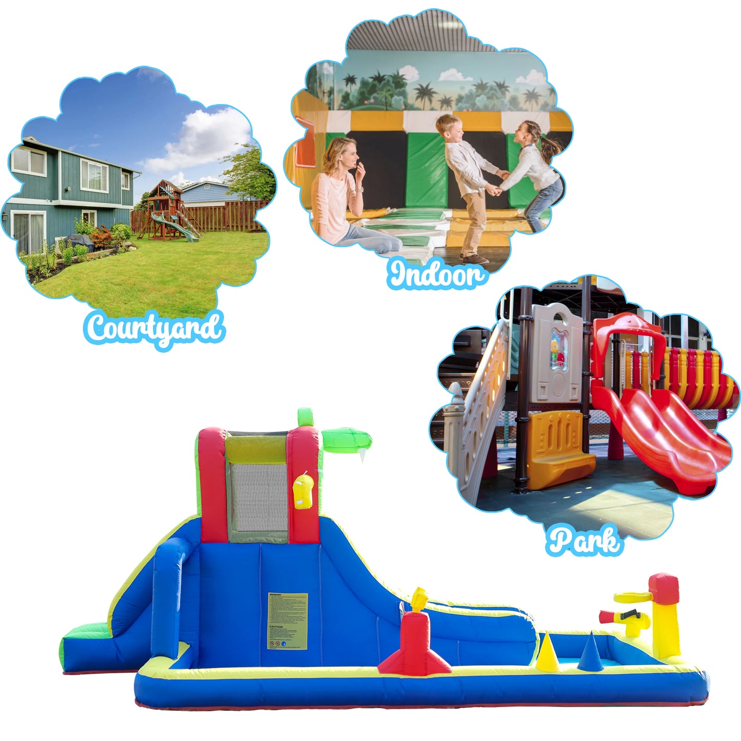 8-in-1 Crocodile Inflatable Water Slide Park for Kids Backyard Wet and Dry Commercial children's playground