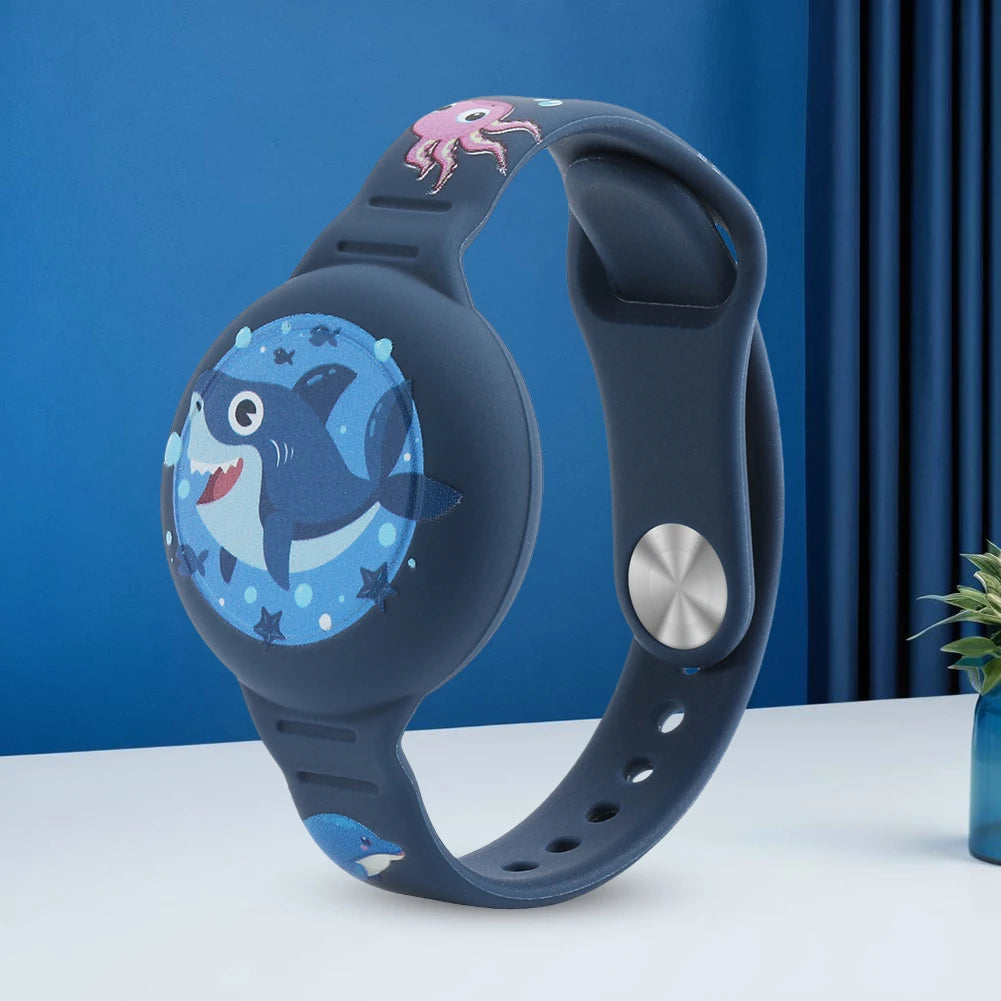 Cute Waterproof Silicone Toddler GPS Tracker Wristband for AirTag Kids Cartoon Design Lightweight