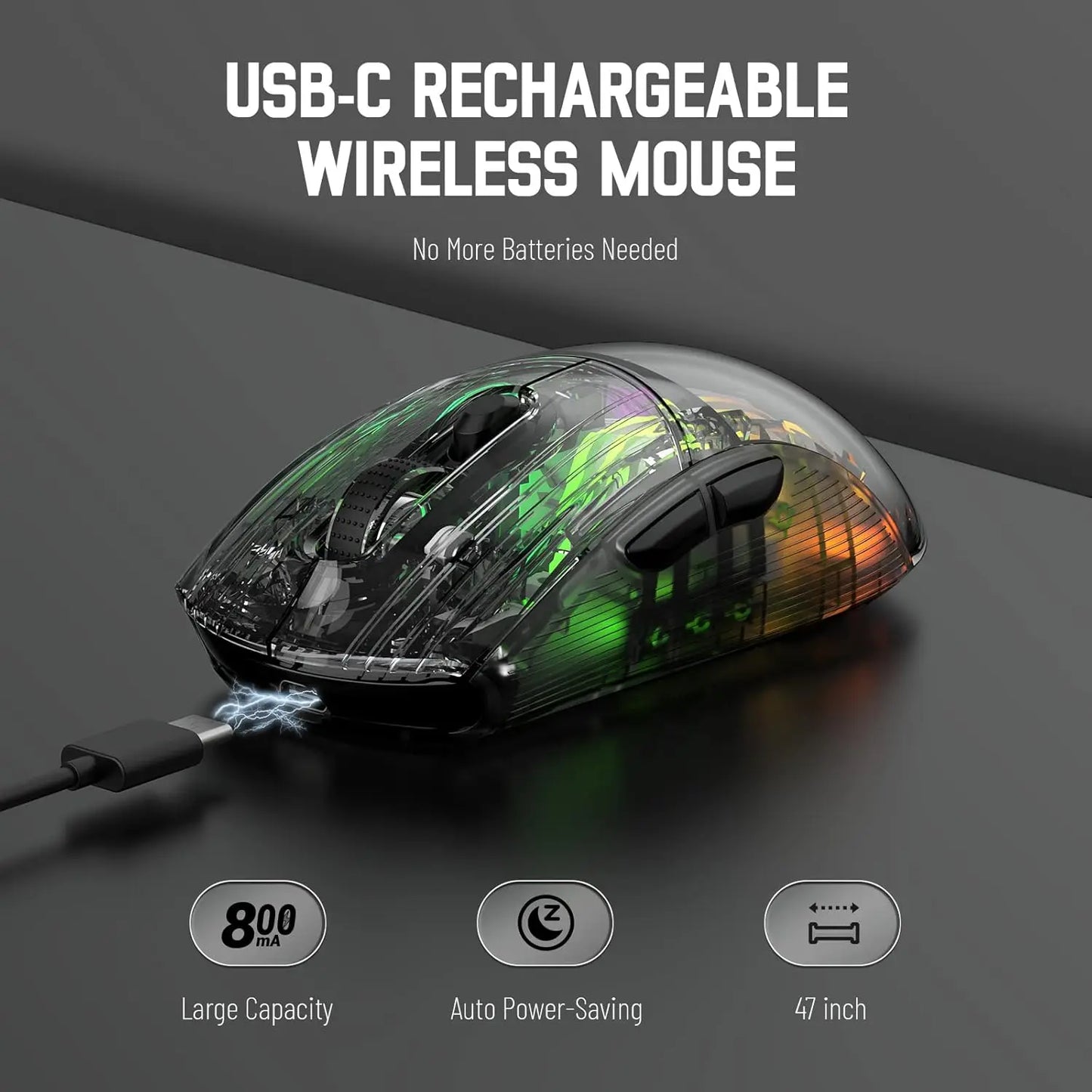 ATTACK SHARK X2 Pro Triple Mode Wireless Transparent Shell Gaming Mouse RGB Rechargeable 4000 DPI Rechargeable Dock Mouse