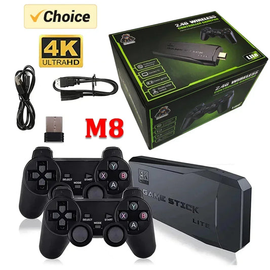 Video Game Sticks M8 Console 2.4G Dual Wireless Controller Game Stick 4K 10000 games 64GB Retro game For Xmas Gift