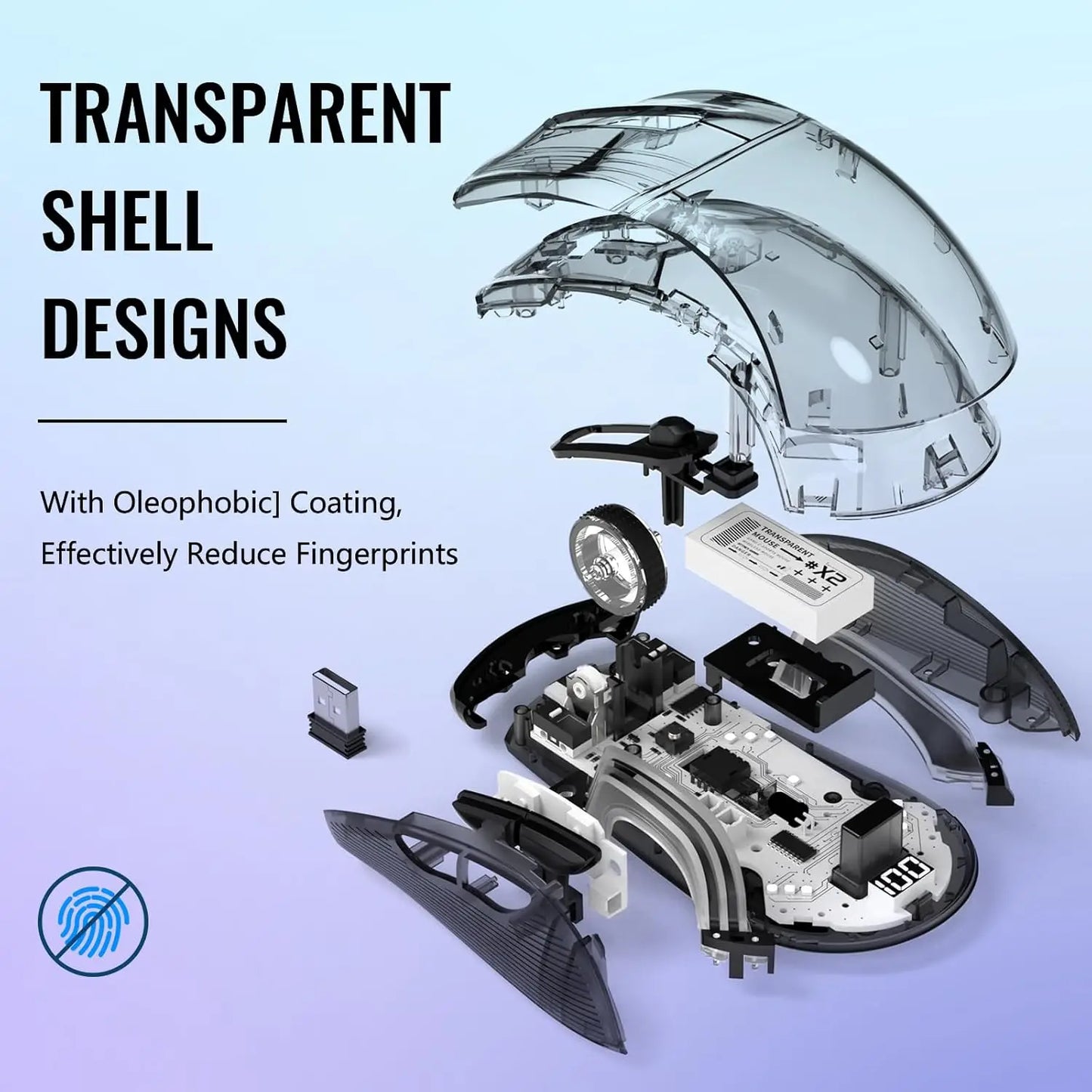 ATTACK SHARK X2 Pro Triple Mode Wireless Transparent Shell Gaming Mouse RGB Rechargeable 4000 DPI Rechargeable Dock Mouse