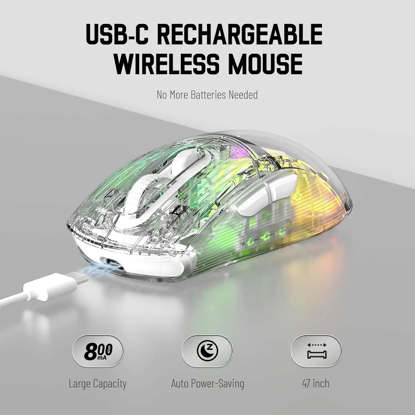 ATTACK SHARK X2 Pro Triple Mode Wireless Transparent Shell Gaming Mouse RGB Rechargeable 4000 DPI Rechargeable Dock Mouse