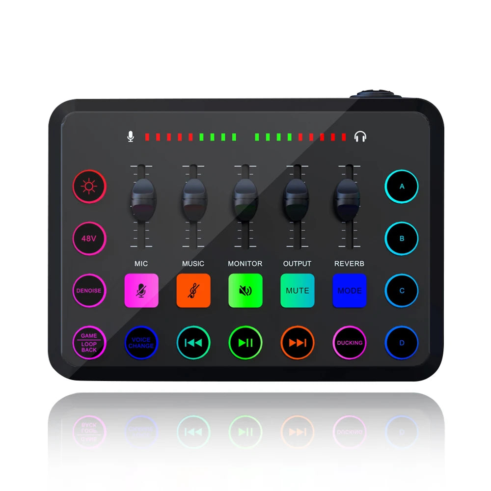 Gaming Audio Mixer,Streaming 4-Channel RGB Mixer With XLR Microphone Interface,for Game Voice,Podcast, Ampli Game SC3
