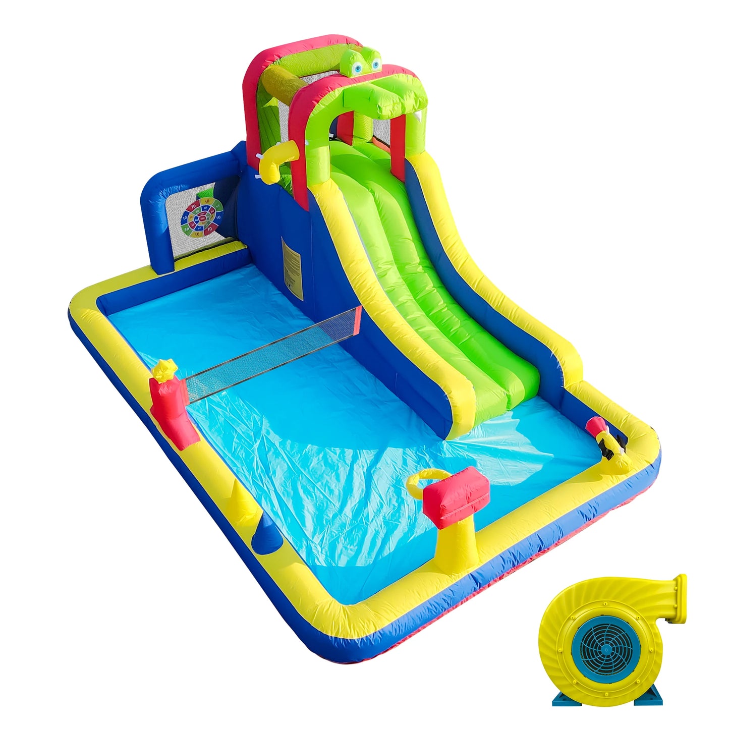 8-in-1 Crocodile Inflatable Water Slide Park for Kids Backyard Wet and Dry Commercial children's playground