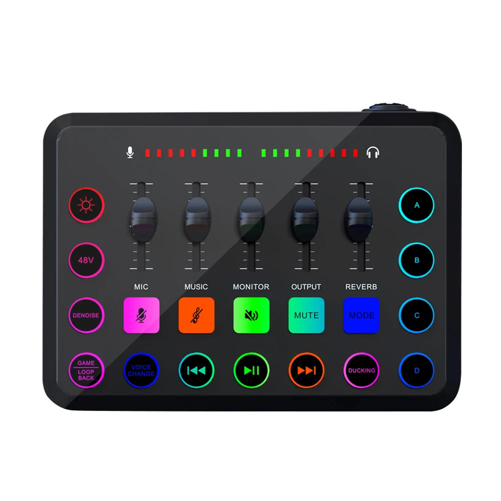 Gaming Audio Mixer,Streaming 4-Channel RGB Mixer With XLR Microphone Interface,for Game Voice,Podcast, Ampli Game SC3