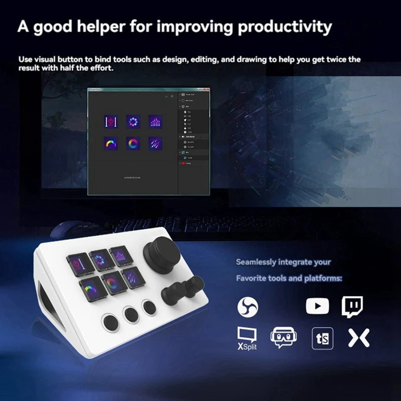 Custom Visual Keyboard Mini Desktop Controller With Screen Knob Macro Programming Streamdeck Live Broadcast Console