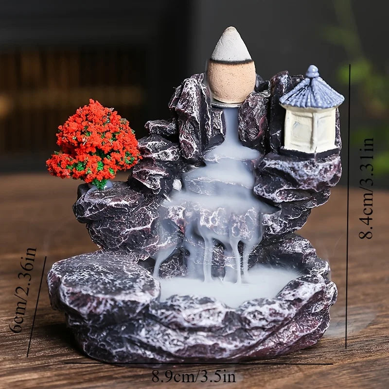 Incense Burner Mountains River Waterfall Fragrance Fireplace Backflow Aroma Smoke Zen Censer Holder Decoration for Home