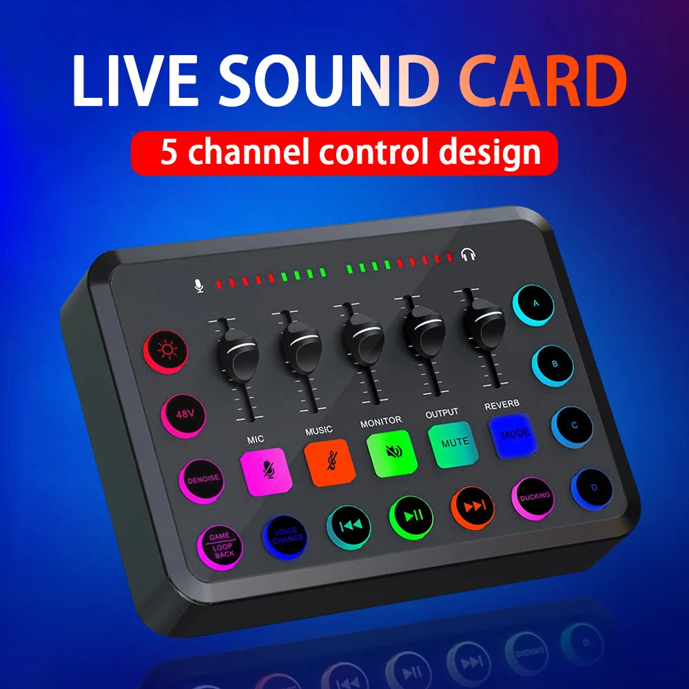 Gaming Audio Mixer,Streaming 4-Channel RGB Mixer With XLR Microphone Interface,for Game Voice,Podcast, Ampli Game SC3