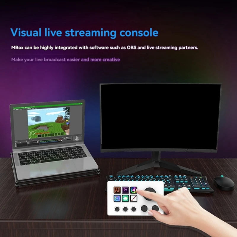 Custom Visual Keyboard Mini Desktop Controller With Screen Knob Macro Programming Streamdeck Live Broadcast Console