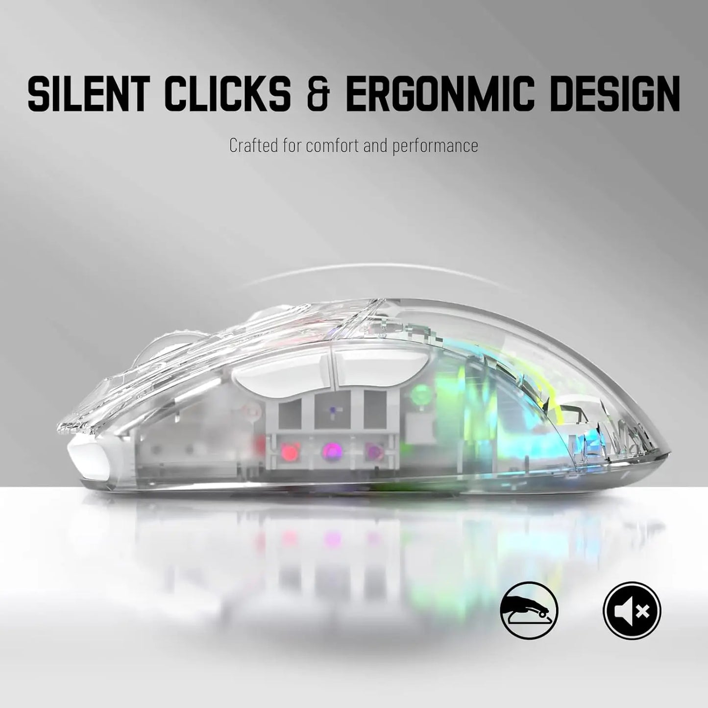 ATTACK SHARK X2 Pro Triple Mode Wireless Transparent Shell Gaming Mouse RGB Rechargeable 4000 DPI Rechargeable Dock Mouse