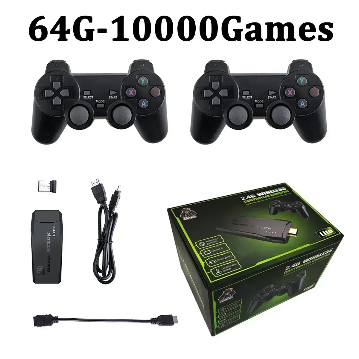 Video Game Sticks M8 Console 2.4G Dual Wireless Controller Game Stick 4K 10000 games 64GB Retro game For Xmas Gift