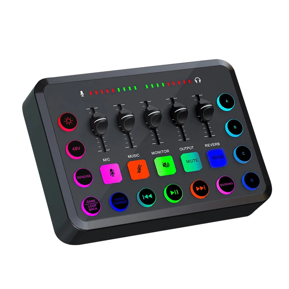 Gaming Audio Mixer,Streaming 4-Channel RGB Mixer With XLR Microphone Interface,for Game Voice,Podcast, Ampli Game SC3