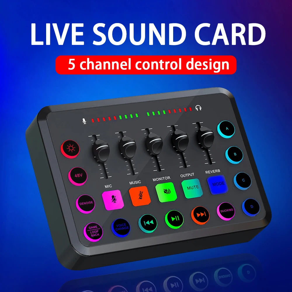 Gaming Audio Mixer,Streaming 4-Channel RGB Mixer With XLR Microphone Interface,for Game Voice,Podcast, Ampli Game SC3