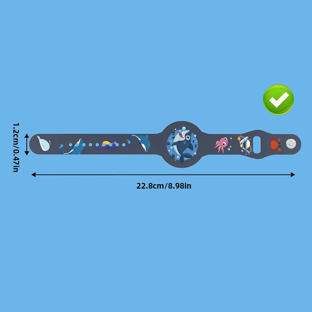 Cute Waterproof Silicone Toddler GPS Tracker Wristband for AirTag Kids Cartoon Design Lightweight