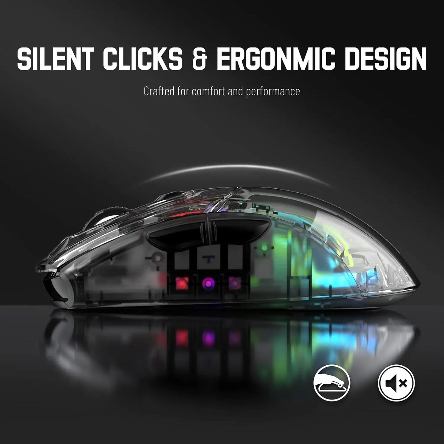 ATTACK SHARK X2 Pro Triple Mode Wireless Transparent Shell Gaming Mouse RGB Rechargeable 4000 DPI Rechargeable Dock Mouse